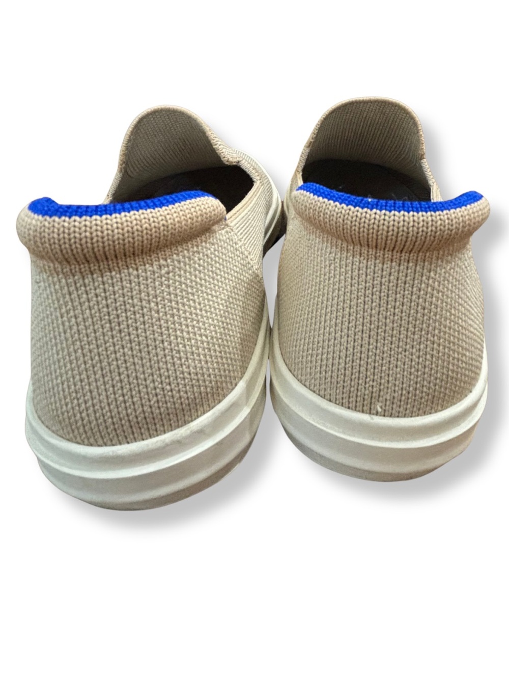 Rothy’s Slip On Knit Sneakers Women 7.5 Beige Blue Casual Comfort Shoes - Picture 7 of 9